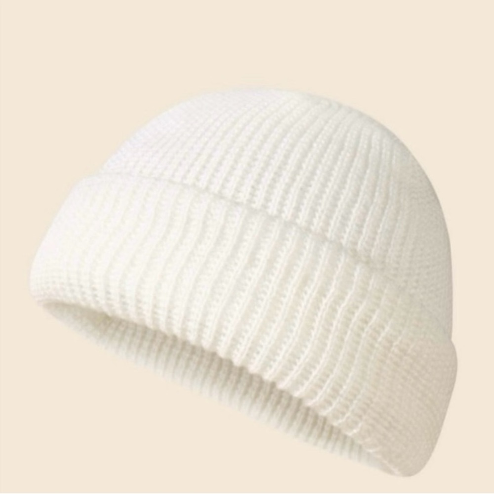Men’s white Solid beanie Hat
